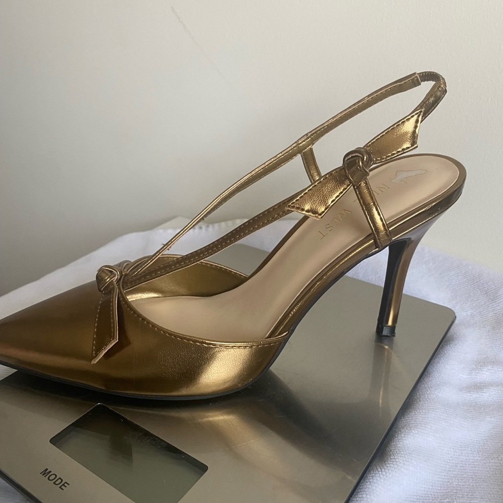 Nine West Metallic Gold Slingback Heels